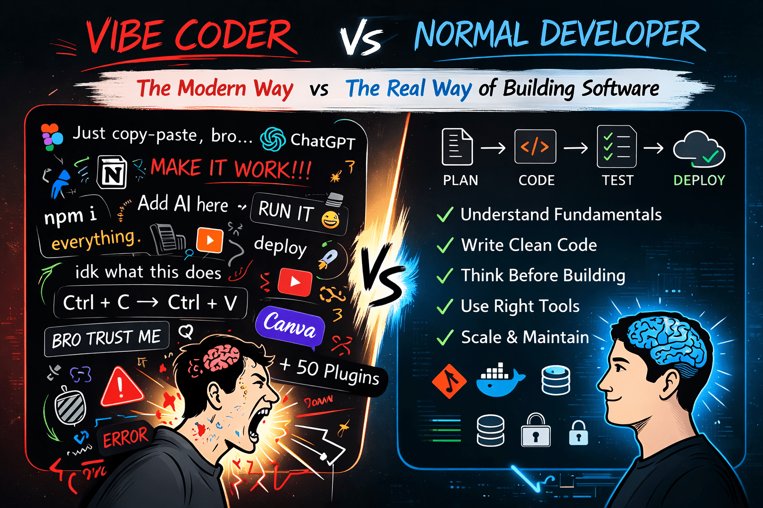 vibe coder vs normal developer